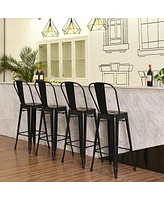 Sugift 30" Height Set of 4 High Back Metal Industrial Bar Stools