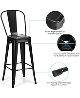 Sugift 30" Height Set of 4 High Back Metal Industrial Bar Stools