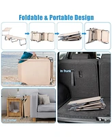 Sugift Set of 2 Portable Reclining Chair with 5 Adjustable Positions-Beige