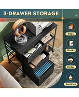 Devaise Drawer Mobile File Cabinet, Rolling Printer Stand with Open Storage Shelf