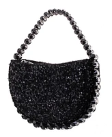 Nina Graduated Crystal Trim Half Moon Clutch