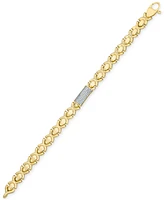 Diamond Pave Bar Plate Stampato Xo Link Bracelet (1/2 ct. t.w.) in 14k Gold-Plated Sterling Silver