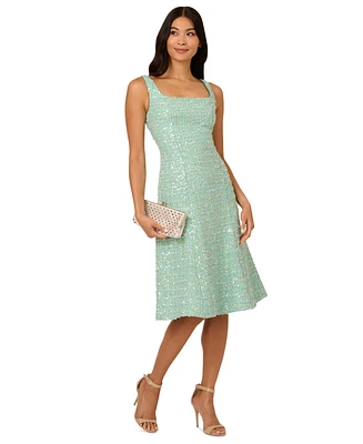 Adrianna Papell Women's Sequin Boucle Square-Neck Dress