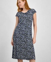 Kasper Dot Print Cowl Neck Top A Line Skirt