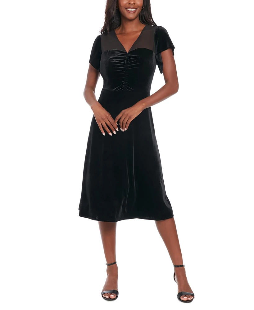 London Times Women's Velvet & Mesh Dress