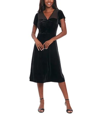 London Times Women's Velvet & Mesh Dress