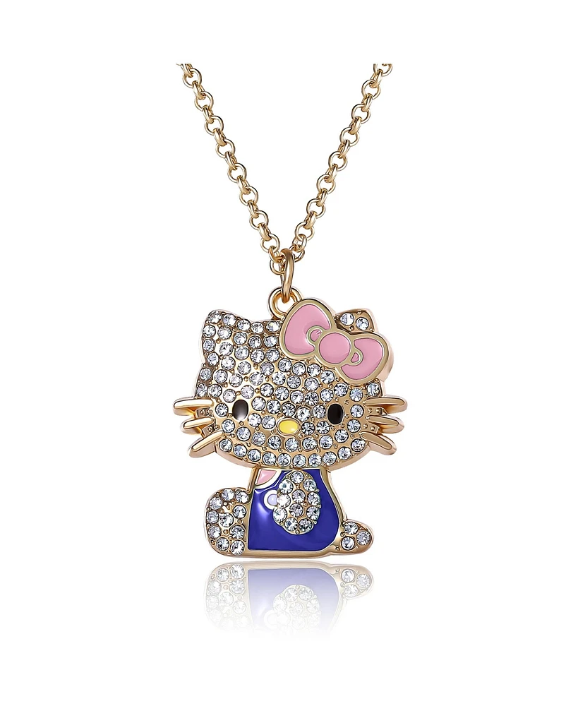 Hello Kitty Sanrio Crystal Pendant Necklace - Gold-Tone with Colorful Enamel Accents