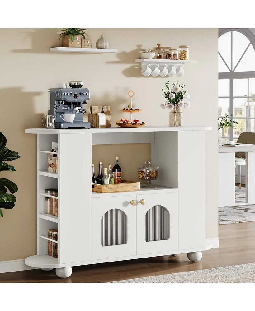 Tribesigns White Buffet Cabinet with Open Storage Shelf, 47.2