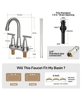 gaomon Brushed Nickel Bathroom Faucets, 4 inch Centerset Brushed Nickel Bathroom Sink Faucet, Brushed Nickel Bathroom Sink Faucet