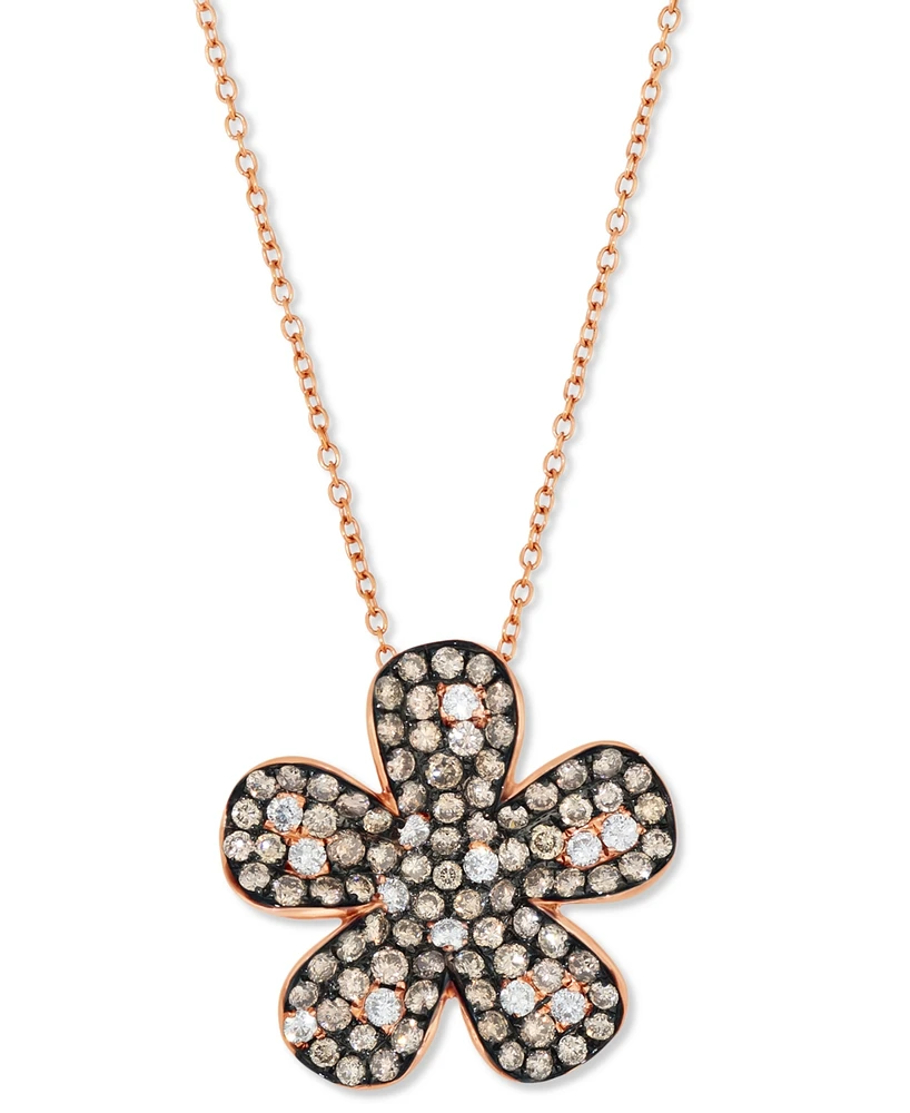 Le Vian Chocolatier Diamond Flower 18" Pendant Necklace (1-3/8 ct. t.w.) in 14k Rose Gold