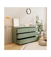 gaomon 6 Drawer Double Dresser, Dresser Closet With Modern Wide Chest Of 6 Sliding Drawers