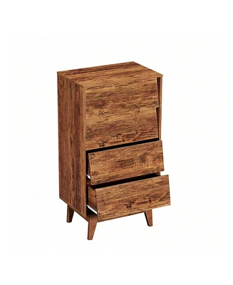 gaomon Mdf 4 Drawer Double Dresser With Vintage Style And Beveled Design