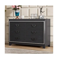 gaomon 6 Drawer Double Dresser, Dresser Closet With Anti-Tip Devices, Metal Handle, Modern Wide Chest Of 6 Drawers, Large Storage Cabinet For Bedroom