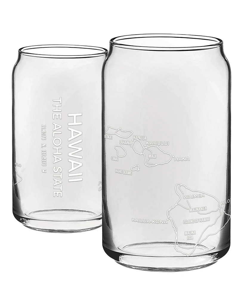 Narbo The Can Hawaii Map Everyday Glassware, Set of 2