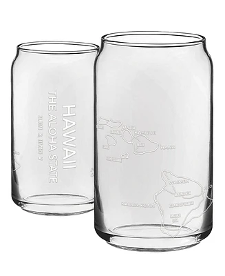 Narbo The Can Hawaii Map Everyday Glassware, Set of 2