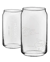 Narbo The Can Hawaii Map Everyday Glassware, Set of 2