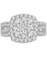 Diamond Square Cluster Engagement Ring (2 ct. t.w.) in 14k White Gold