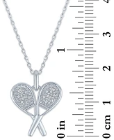 Diamond Accent Racquetball Racquet Pendant Necklace in Sterling Silver, 16" + 2" extender