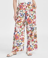 Jm Collection Women's Linen-Blend Printed Pants, Exclusively at Macy's