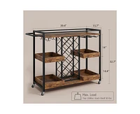 gaomon Bar Cart,3 Tier Bar Carts for The Home, Home Bar & Serving Carts, Rolling Bar Cart with Wheels