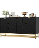 gaomon Dresser for Bedroom, Drawer Dresser Organizer with Golden Metal Handle and Legs,Black