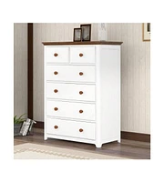 gaomon Wooden Chest With 6 Drawers Wood Rustic Tall Chset Storage Cabinet Dressers Organizer For Bedroom Hallway Living Room