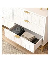 gaomon 6 Drawer Dresser For Bedroom, Modern Dressers & Chests Of Drawers, Wood Dresser Chest Organizer With Metal Legs, Large Drawers For Bedroom, Hal