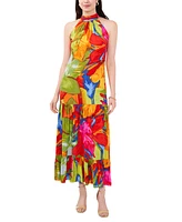 Msk Petite Tiered-Skirt Floral-Print Maxi Dress