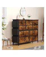 gaomon Dresser For Bedroom, 10 Drawers Fabric Storage Drawer, Dressers & Chest Of Drawers With Side Pockets, Hooks, Wood Tabletop For Closet, Living R