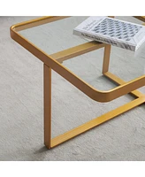 Slickblue Minimalist Rectangle Coffee Table - Metal Frame with Sintered Stone Top