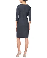 Alex Evenings Women's Square-Neck Cascade-Skirt Sheath Dress