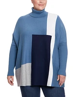 Joesph A Plus Colorblock Turtleneck Poncho Sweater