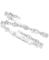 Guess Silver-Tone Crystal Coil Tension Bracelet