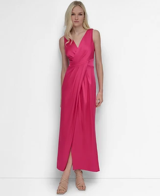 Dkny Women's Surplice-Neck Faux-Wrap Sleeveless Gown