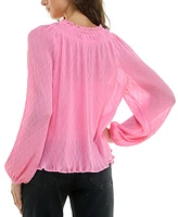 Bcx Juniors' Ruffled Split-Neck Blouse