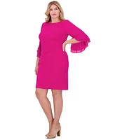 Jessica Howard Plus Bell-Sleeve Side-Ruched Dress