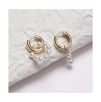 Sohi Women's Asymmetrical Pearl Hoop Earrings