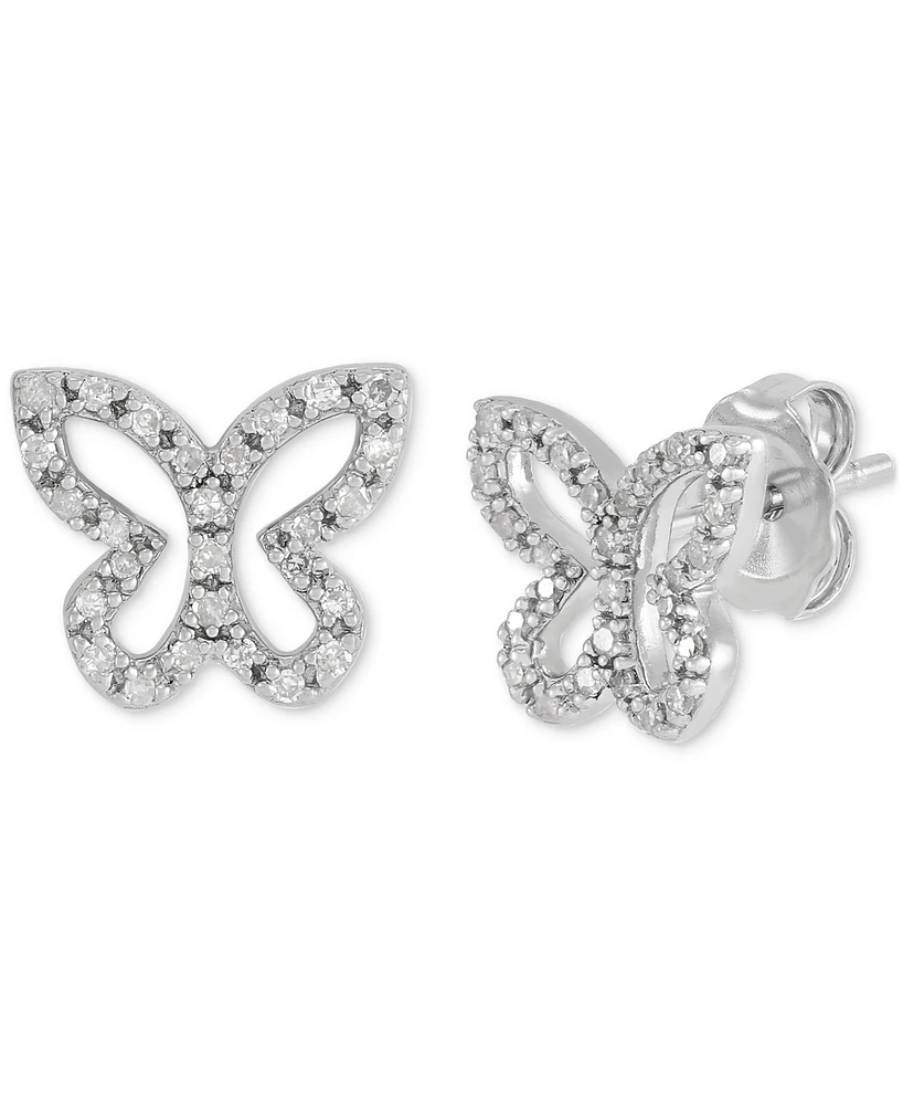 Diamond Butterfly Stud Earrings (1/6 ct. t.w.) in Sterling Silver