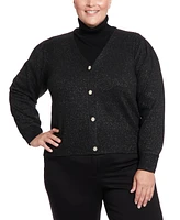 Joseph A Plus Lurex Cardigan Sweater with Novelty Buttons