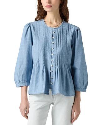 Levis Women's 3/4-Sleeve Button-Front Blouse