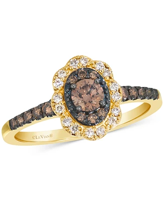 Le Vian Chocolate Diamond & Nude Diamond Halo Ring (1/2 ct. t.w.) in 14k Gold