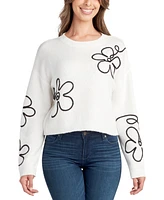 Bcx Juniors' Floral Graphic Cropped Sweater