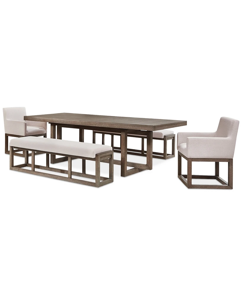 Portmore 5 Pc Rectangular Set (Table, 2 Benches & 2 Arm Chairs), Created for Macy's