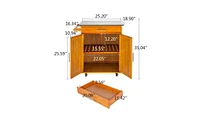Slickblue Moveable Kitchen Cart with Stainless Steel Table Top & One Drawer & One Cabinet Sapele