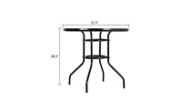 Slickblue Round Outdoor Dining Table – Toughened Glass Table for Yard and Garden