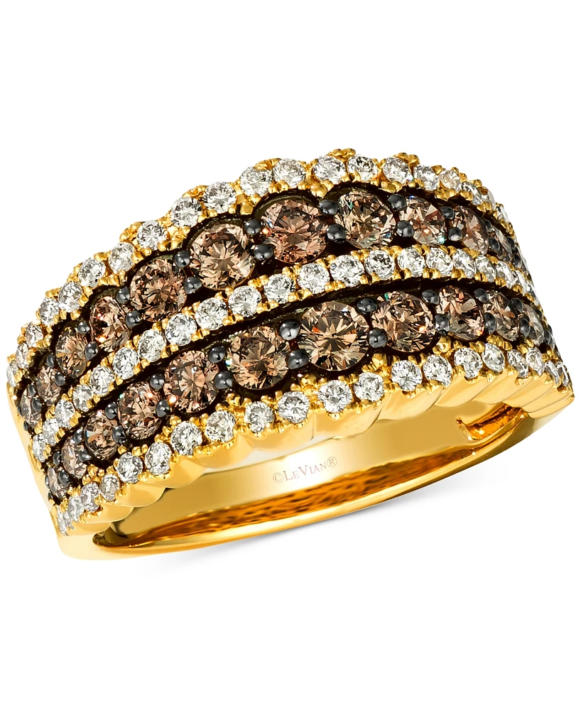 Le Vian Chocolate Diamond & Nude Diamond Multirow Statement Ring (1-5/8 ct. t.w.) in 14k Gold