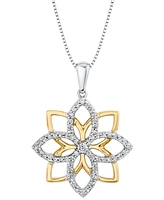 Sirena Diamond Flower 18" Pendant Necklace (1/3 ct. t.w.) in 14k White & Yellow Gold