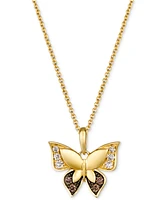 Le Vian Chocolate Diamond & Nude Diamond Butterfly 18" Pendant Necklace (1/6 ct. t.w.) in 14k Gold