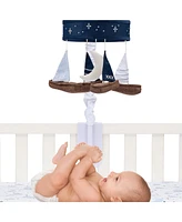 Lambs & Ivy Little Skipper Sailboat & Moon Musical Baby Crib Mobile Soother Toy