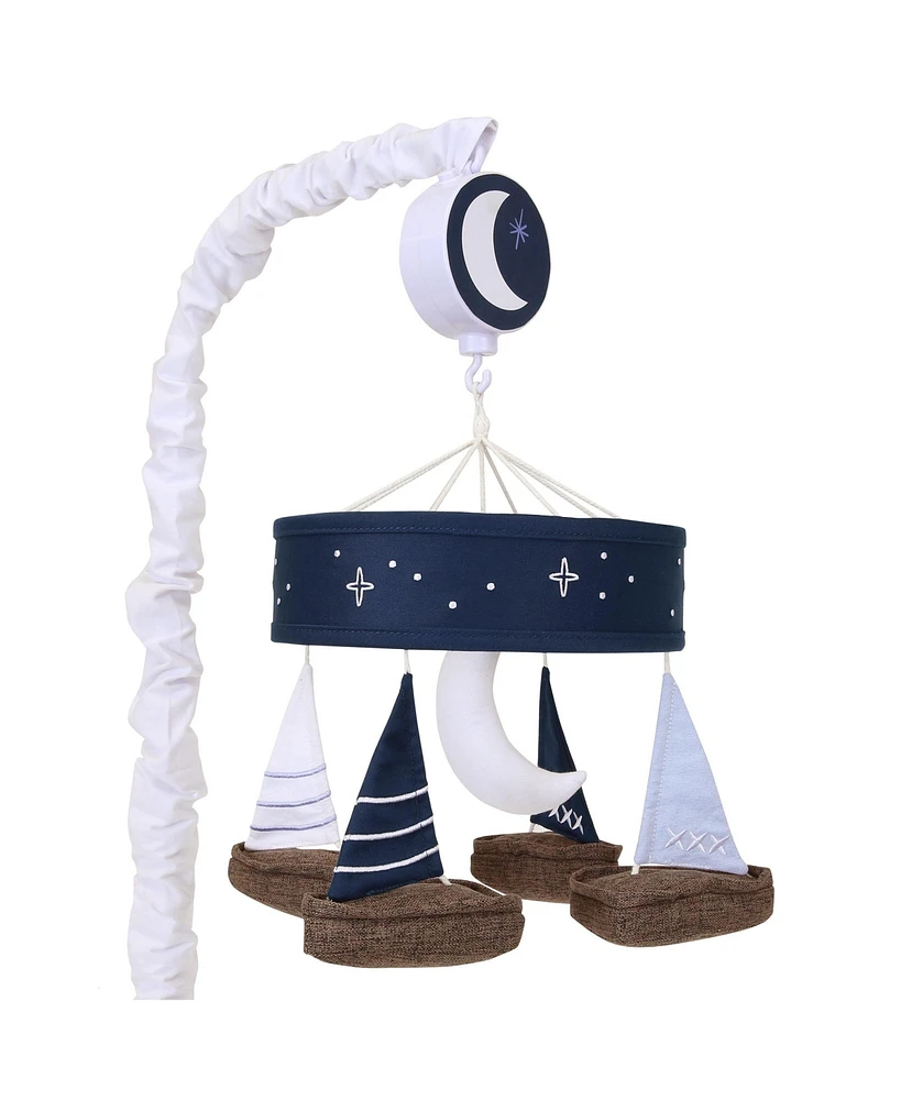 Lambs & Ivy Little Skipper Sailboat & Moon Musical Baby Crib Mobile Soother Toy